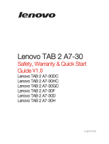 Lenovo TAB 2 A7-30D Safety, Warranty & Quick Start Manual