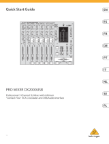 Behringer PRO MIXER DX2000USB Professional 7-Channel DJ Mixer Skrócona instrukcja obsługi
