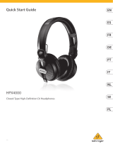 Behringer HPX4000 Closed-Type High-Definition DJ Headphones Skrócona instrukcja obsługi