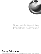 Sony Ericsson BLUETOOTH HANDSFREE Instrukcja obsługi