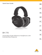 Behringer BH 770 Closed-Back Studio Reference Headphones Skrócona instrukcja obsługi