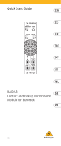 Behringer Radar Skrócona instrukcja obsługi