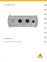 Behringer P1 Skrócona instrukcja obsługi